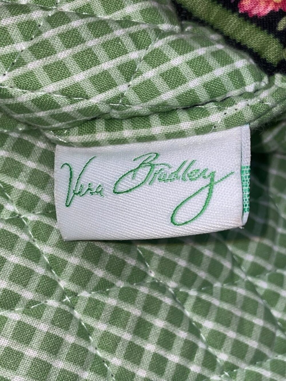 Vera Bradley Women’s Black & Green Quilted Cotton Floral Shoulder Tote Bag - Picture 6 of 13